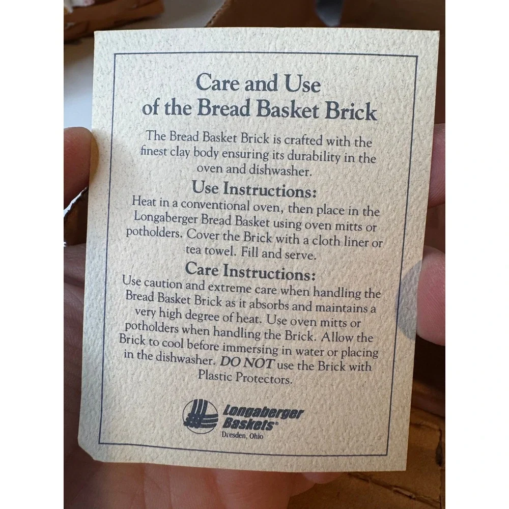 Longaberger Cottage Garden Tour Bread Basket Liner Brick May 2000 Signed